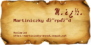 Martiniczky Árpád névjegykártya